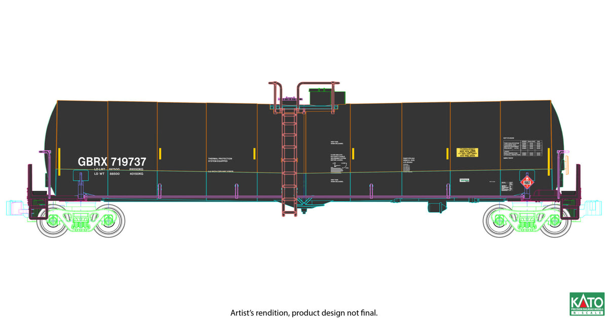Kato 106-4802 N Greenbrier Tank Car 8 Car Set, GBRX Set B