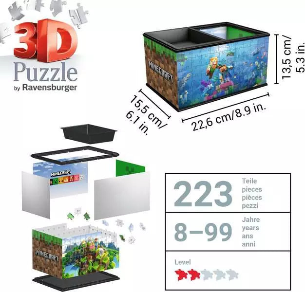 RAVENSBURGER 223PC - 3D PUZZLE - MINECRAFT STORAGE BOX