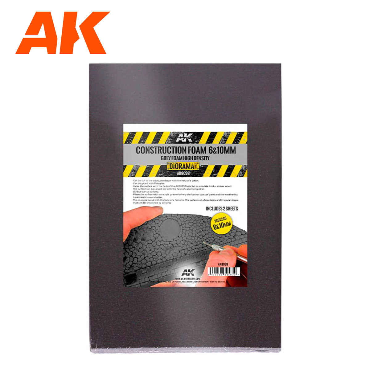 AK Interactive Construction Foam 6 & 10mm - Grey Foam includes 2 sheets
