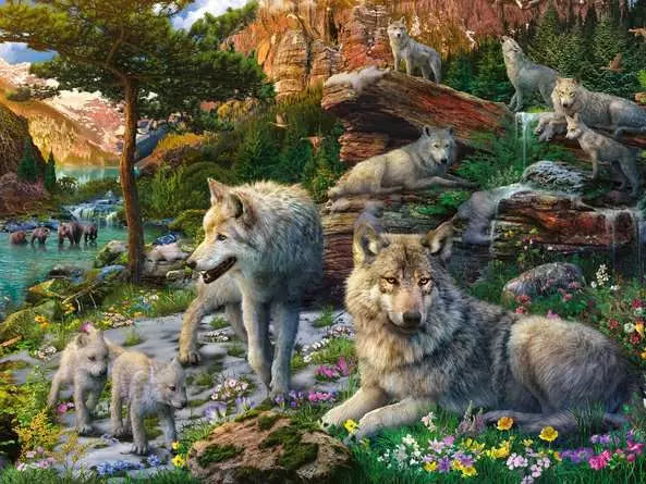 RAVENSBURGER 1500PC - WOLVES IN SPRING