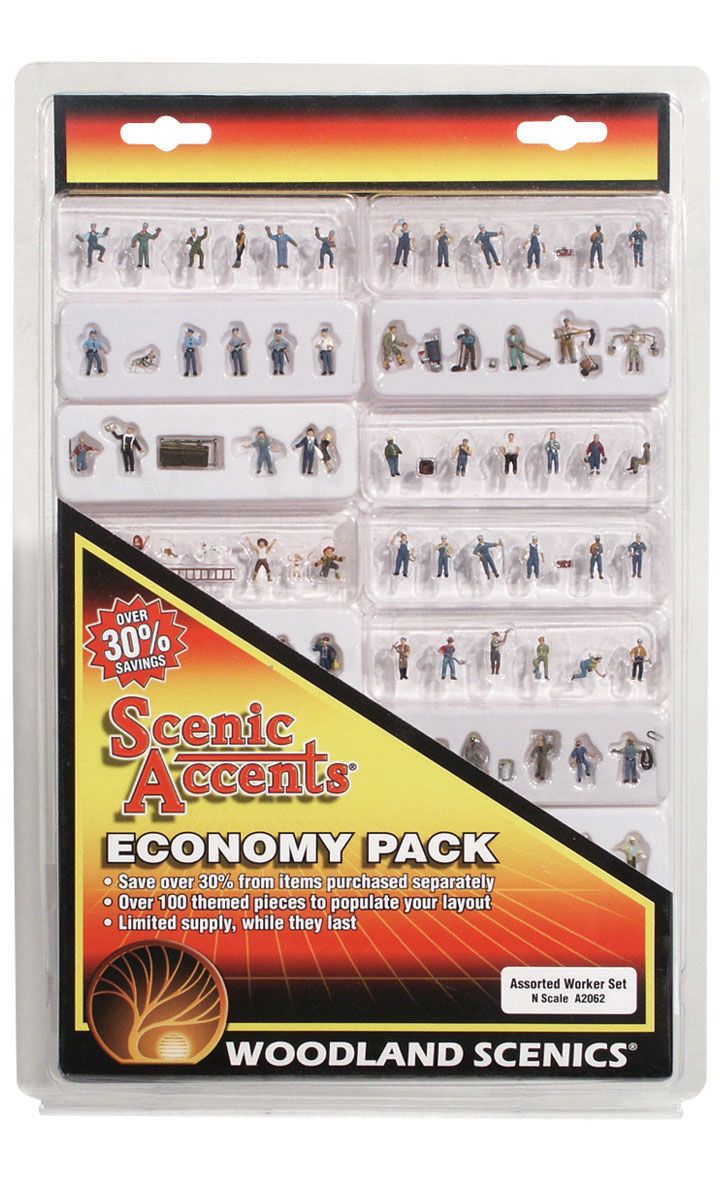 WOODLAND SCENICS A2062 N Scale Assorted Worker Economy Pack