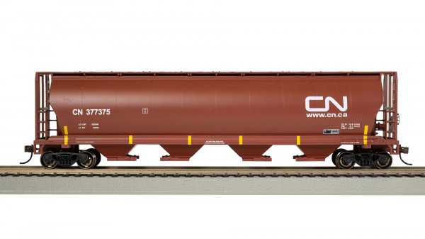 Bachmann 19103 - Canadian 4 Bay Cylindrical Grain Hopper - CN #377375 (Oxide Red)