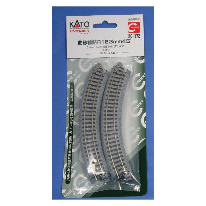 Kato 20-172 N Compact R183mm (7') Radius 45 Curve Track