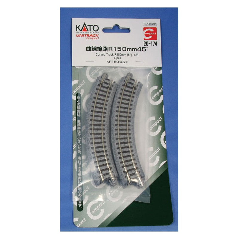 Kato 20-174 N Compact R150mm (6') Radius 45 Curve Track