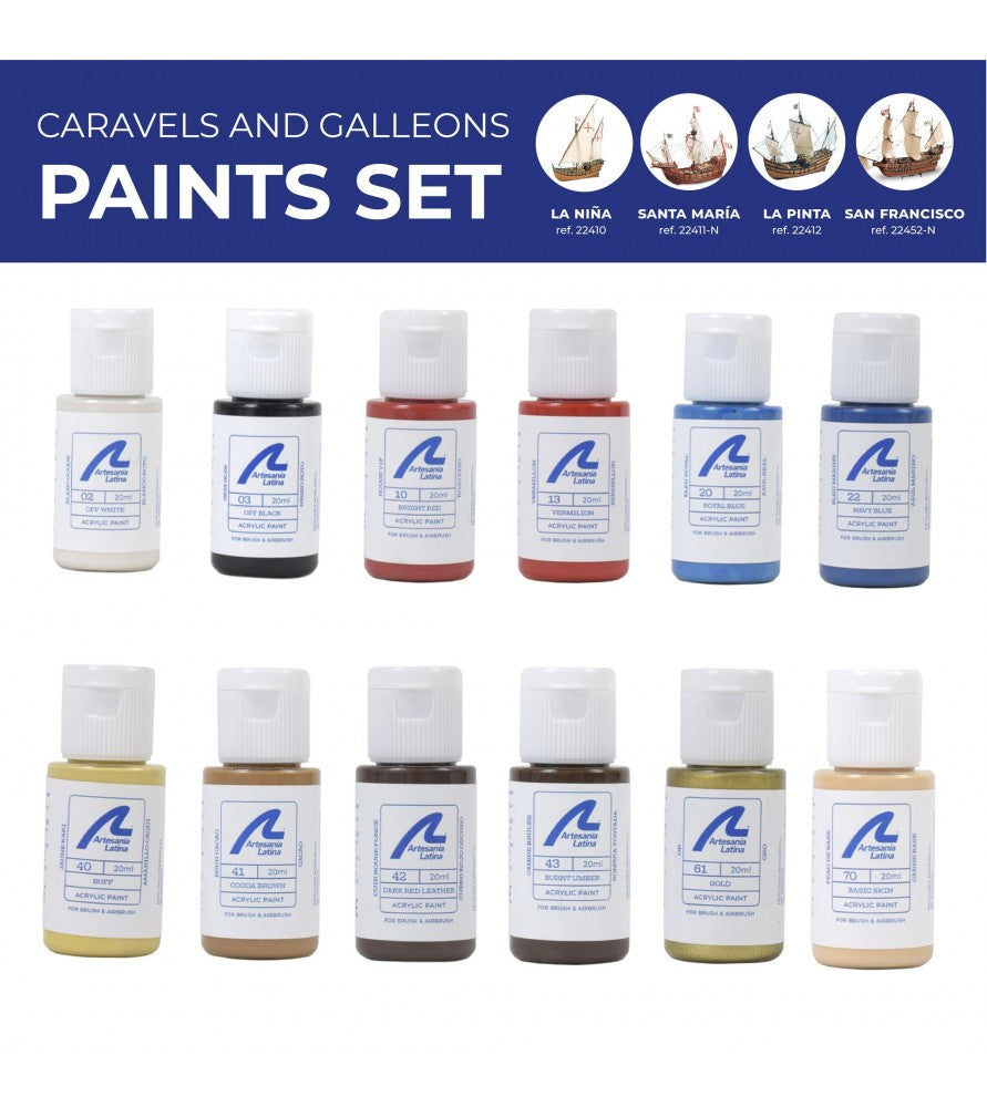 Artesania Latina Paints Set for Ship Model: Caravels and Galleons