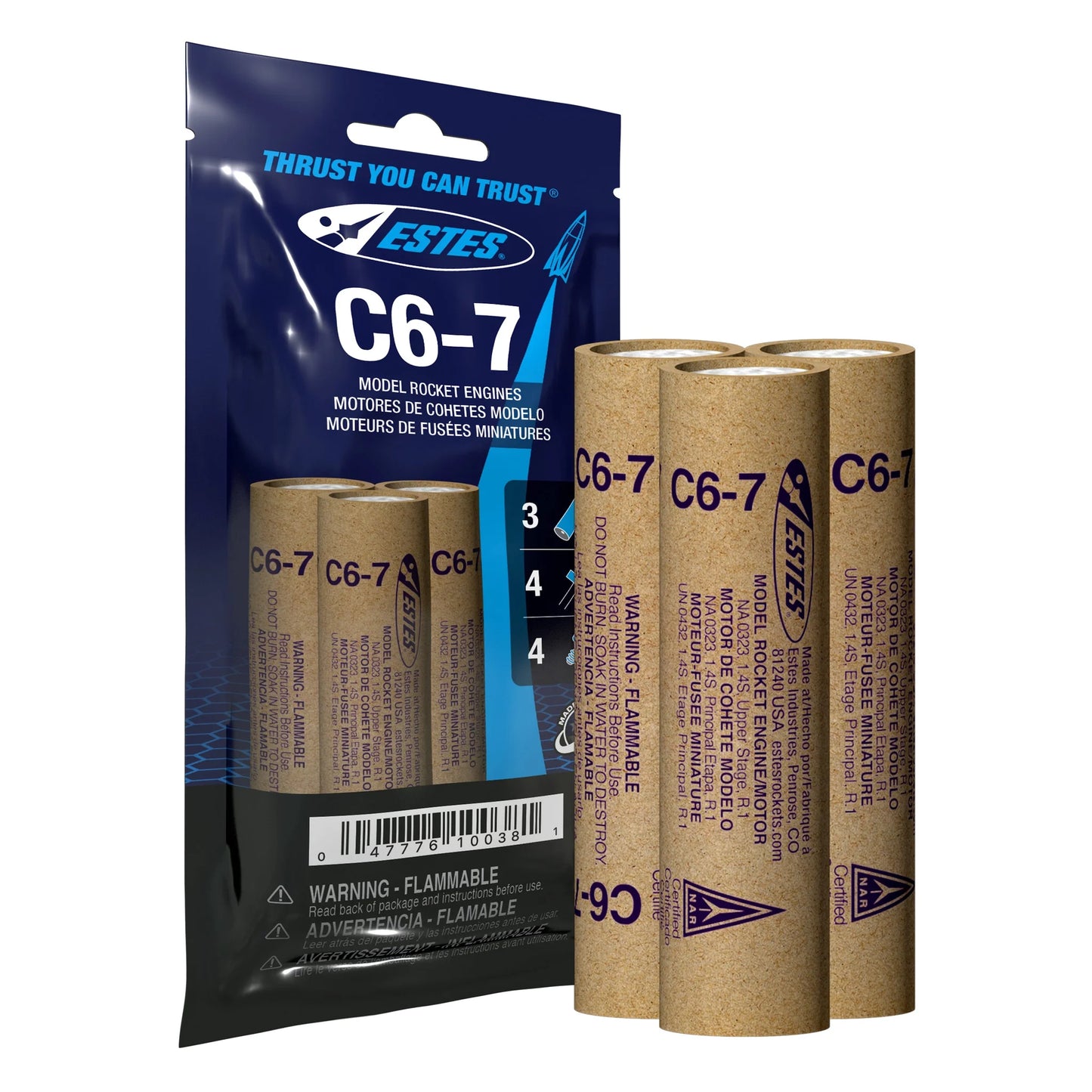 Estes 10038 Rocket Engines C6-7 (3) Bagged