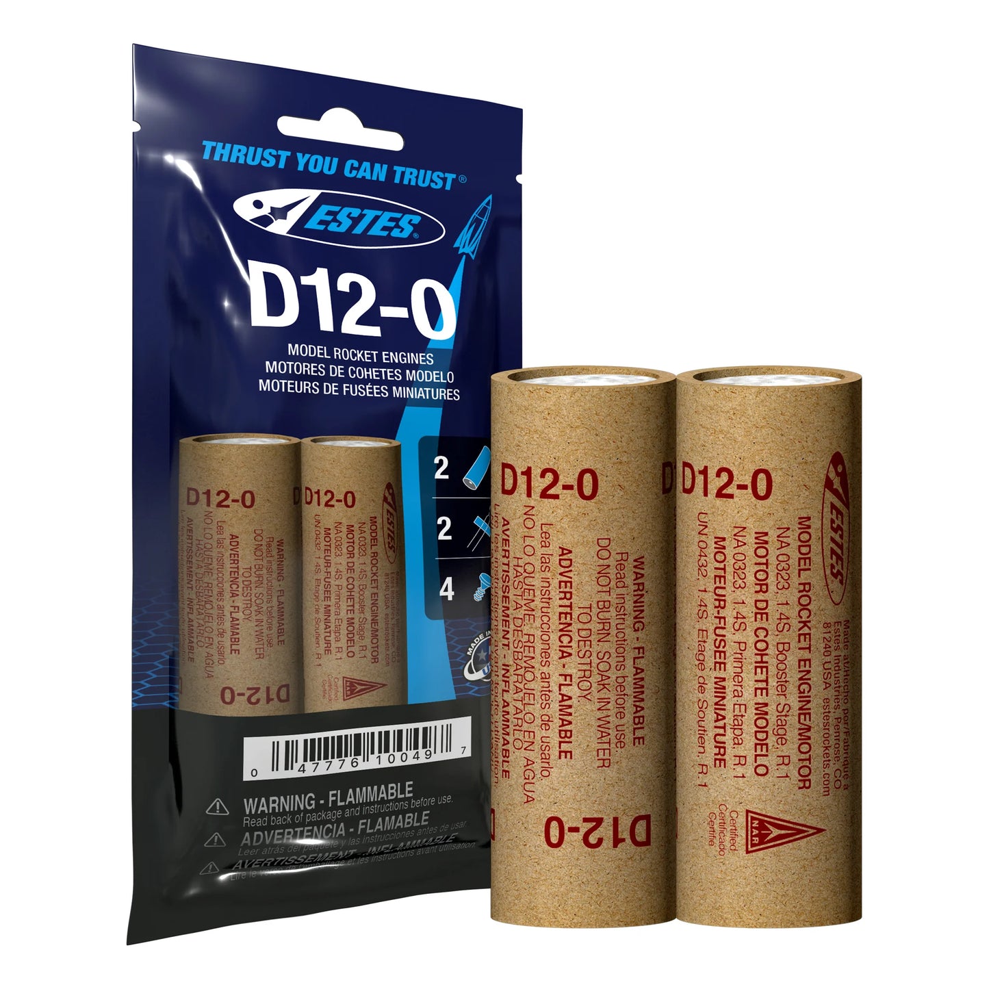Estes Rocket Engines D12-0 (2) Bagged