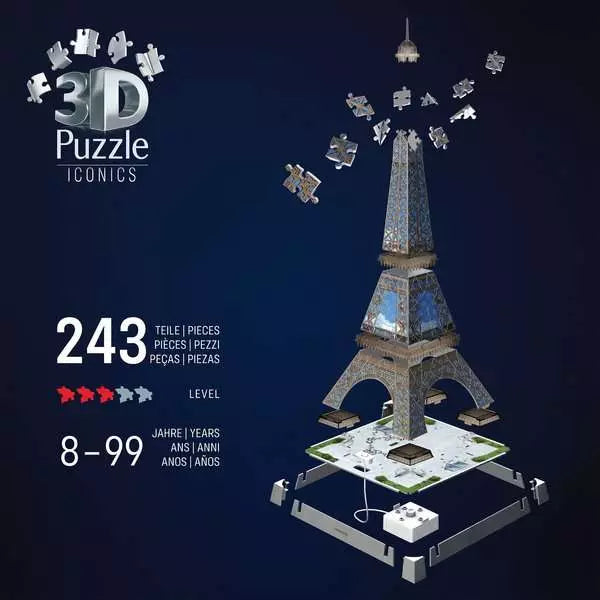 RAVENSBURGER 243PC - 3D PUZZLE - EIFFEL TOWER WITH LIGHTS