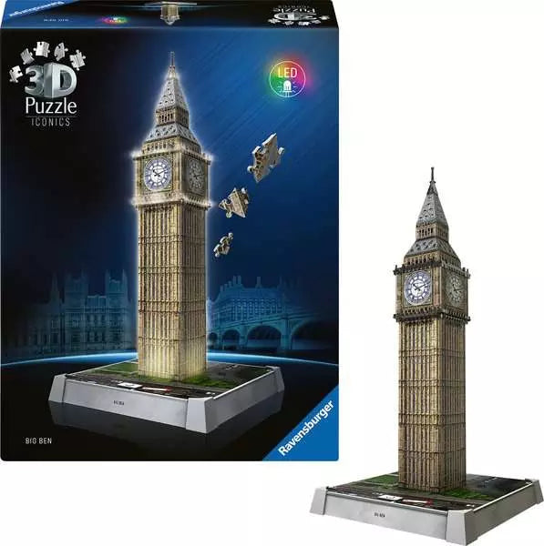 RAVENSBURGER 235PC - 3D PUZZLE - BIG BEN WITH LIGHTS