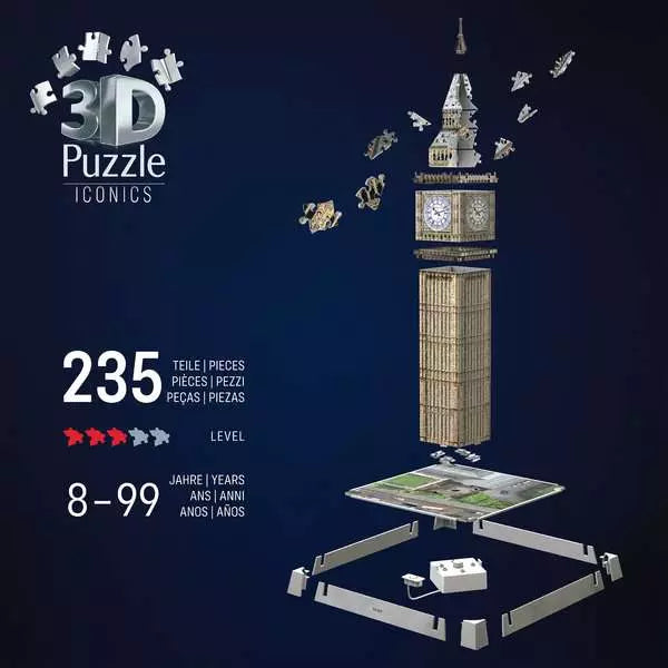 RAVENSBURGER 235PC - 3D PUZZLE - BIG BEN WITH LIGHTS
