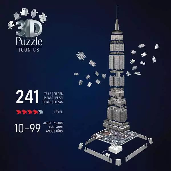 RAVENSBURGER 241PC - 3D PUZZLE - EMPIRE STATE BUILDING WITH LIGHTS