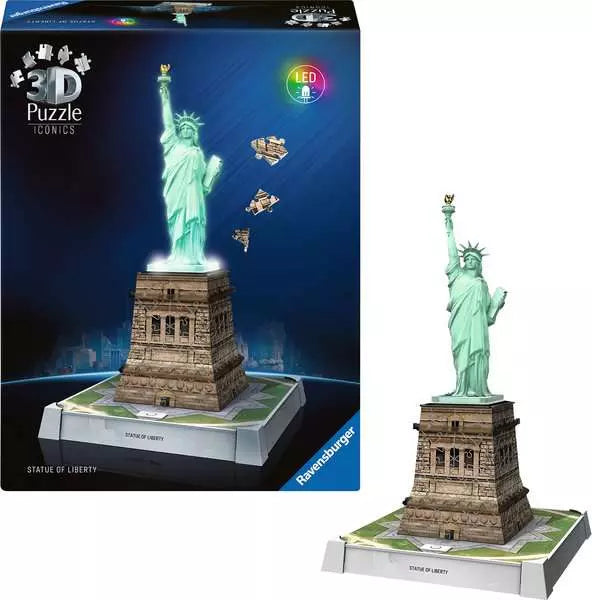 RAVENSBURGER 128PC - 3D PUZZLE - STATUE OF LIBERTY WITH LIGHTS