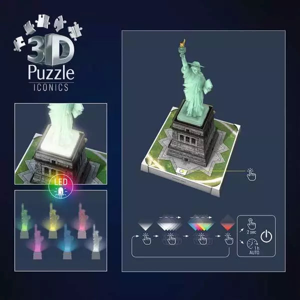 RAVENSBURGER 128PC - 3D PUZZLE - STATUE OF LIBERTY WITH LIGHTS