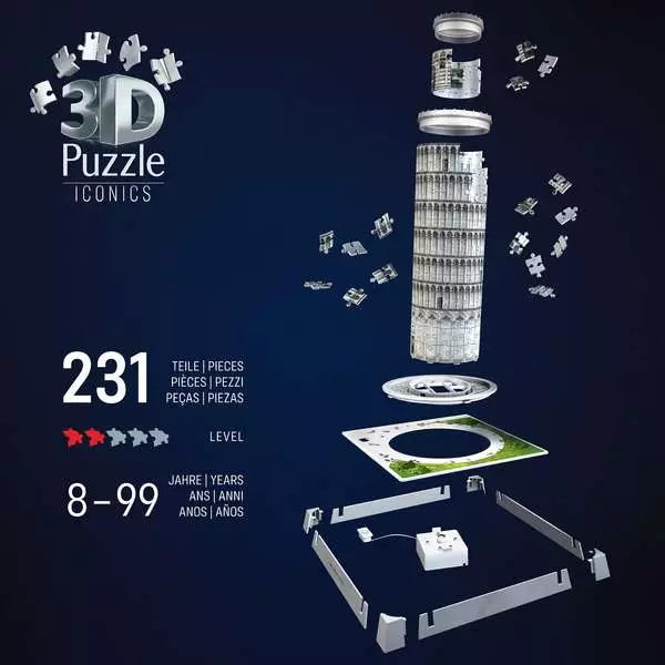 RAVENSBURGER 231PC - 3D PUZZLE - LEANING TOWER OF PISA WITH LIGHTS