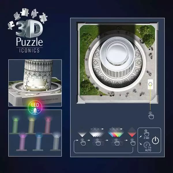 RAVENSBURGER 231PC - 3D PUZZLE - LEANING TOWER OF PISA WITH LIGHTS