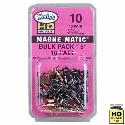 Kadee #10 HO Scale Bulk Pack - 10 pair #5 (NO.5®) Metal Couplers - Medium (9/32") Centerset Shank