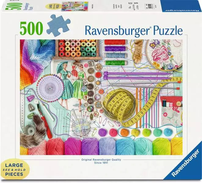 RAVENSBURGER 500PC - NEEDLEWORK STATION - LARGE PIECES