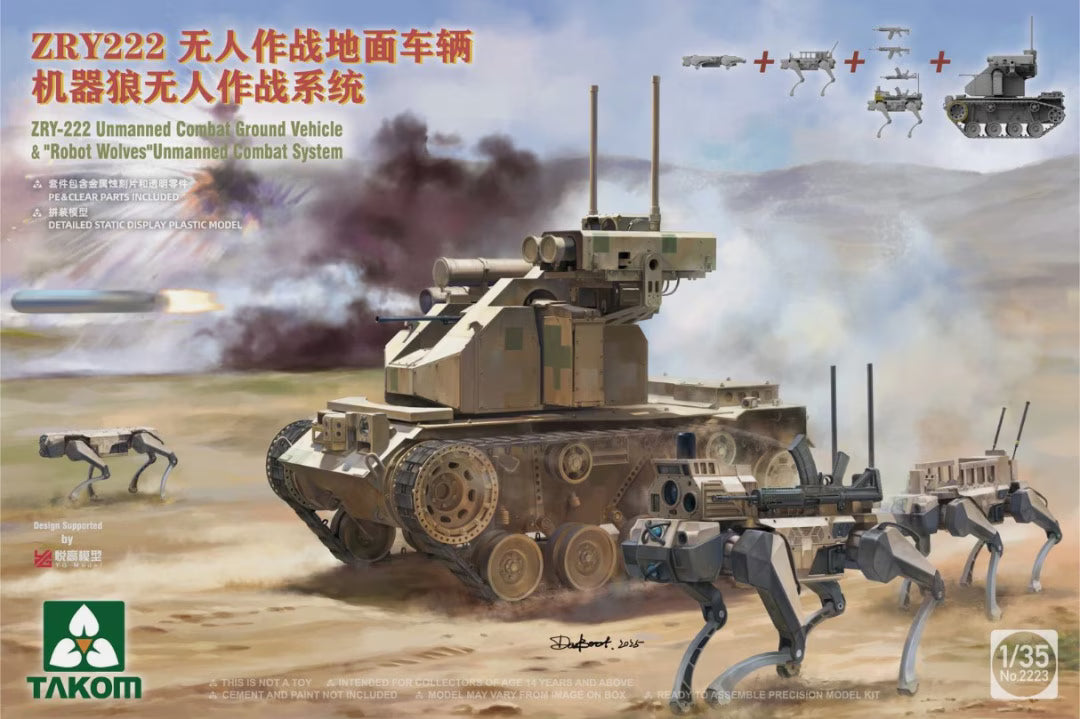 Takom 1/35 ZRY-222 Unmanned Combat Ground Vehicle with Robot Wolves