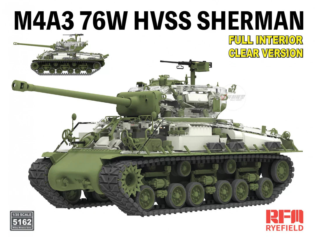 Ryefield 1/35 M4A3 76W HVSS Sherman - Full Interior Clear Version