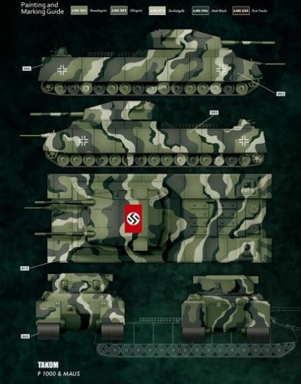Takom 1/144 WWII Heavy Battle Tank Landkreuzer P1000 Ratte(Prototype) & Panzer VIII Maus 3in1