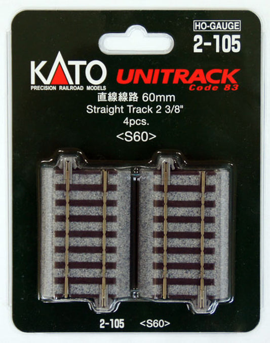 Kato HO 2-105 60mm (2 3/8') Straight Track S60 (4 pcs.)