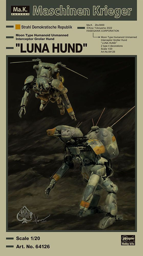 Hasegawa 1/20 Maschinen Krieger Space Humanoid Type Unmanned Interceptor Groserhund 'Luna Hund'