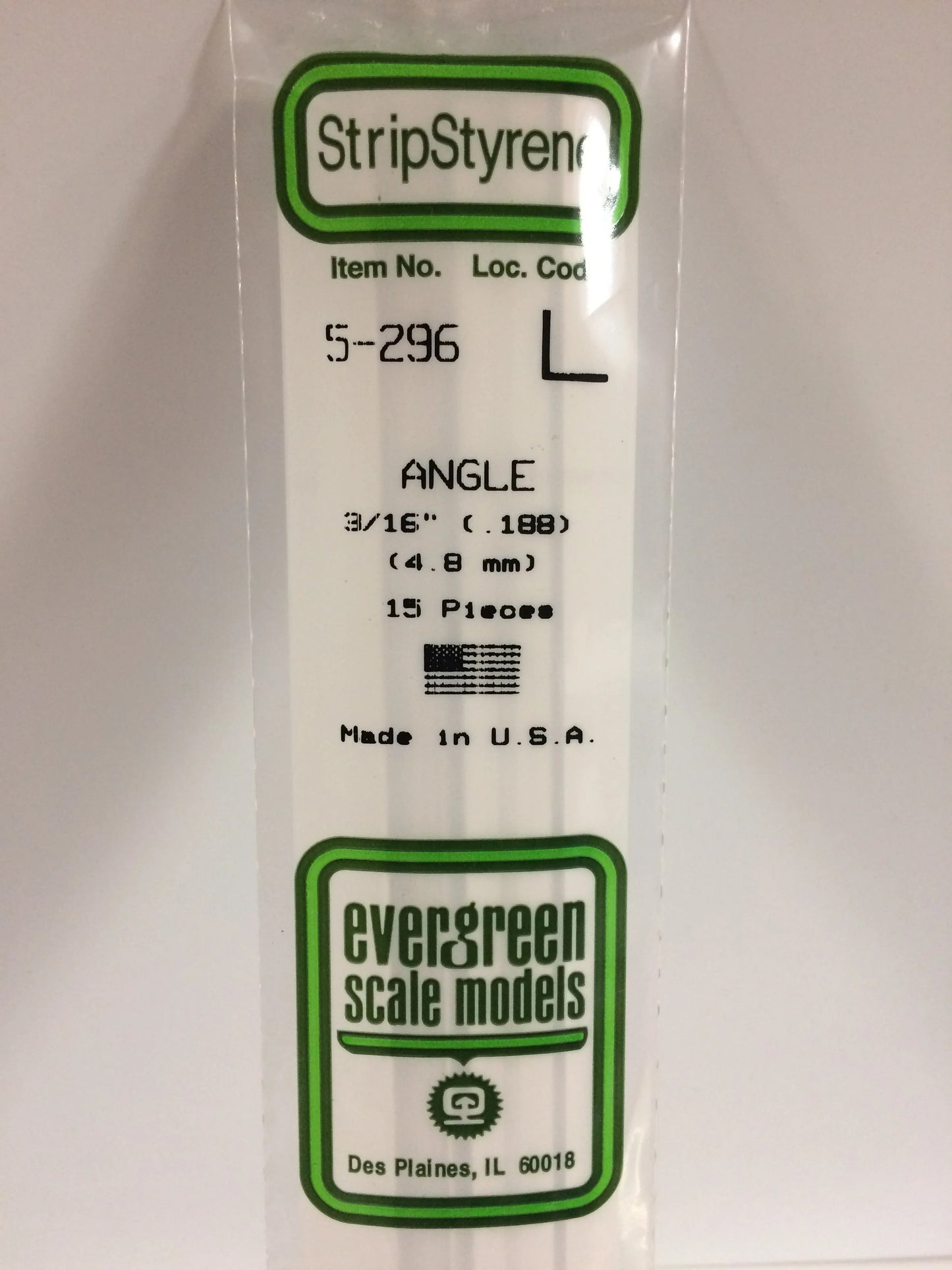 Styrene Angle .188 3/16 (3)