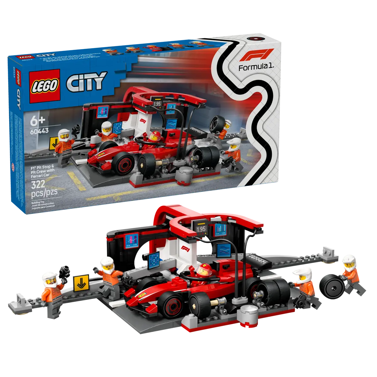 Lego 60443 F1® Pit Stop & Pit Crew with Ferrari Car