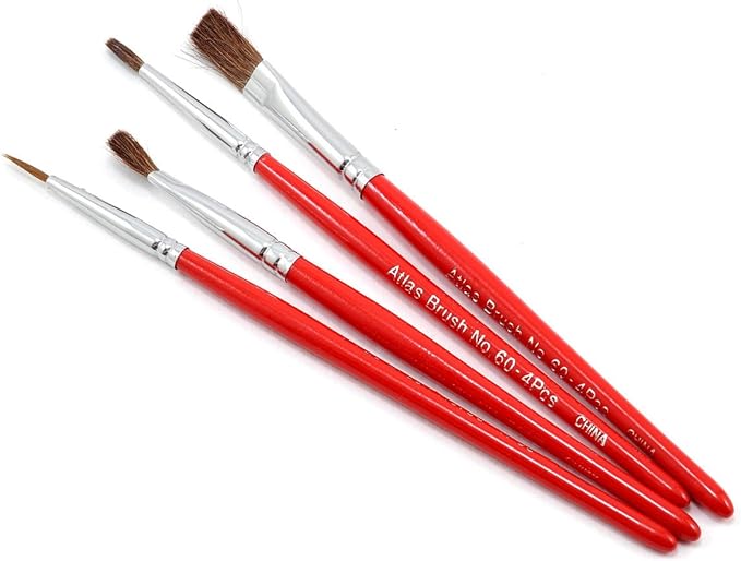 Atlas Brush 60-4PS Red Sable 4pc Flat/Round Brush