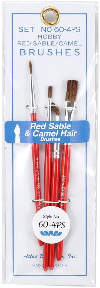 Atlas Brush 60-4PS Red Sable 4pc Flat/Round Brush