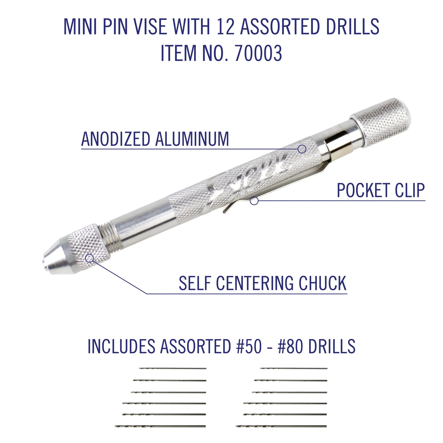 EXCEL 70003 Mini Pin Vise with Assorted Drills