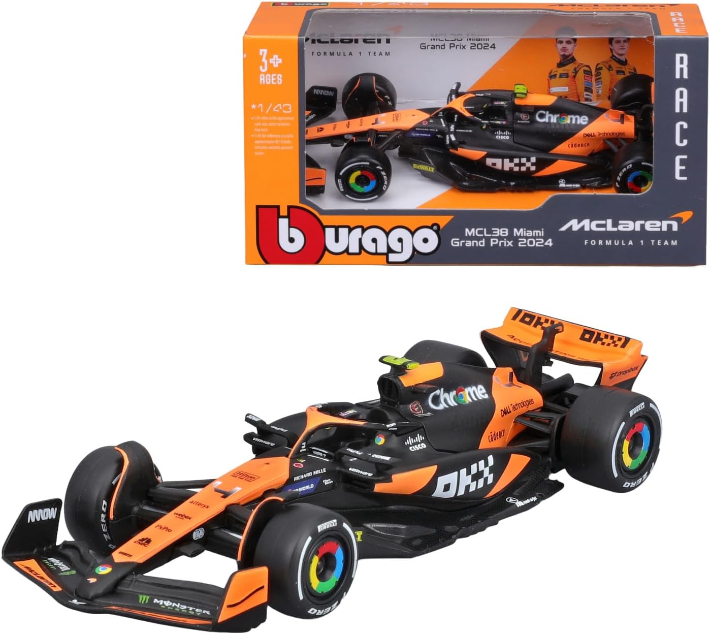 Bburago 1/43 Scale Formula 1 McLaren F1 MCL38 #4 Lando Norris
