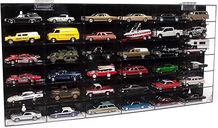 Auto World - 36 Car Acrylic Display Case With Door Clear With Black Back, (1/64 scale)