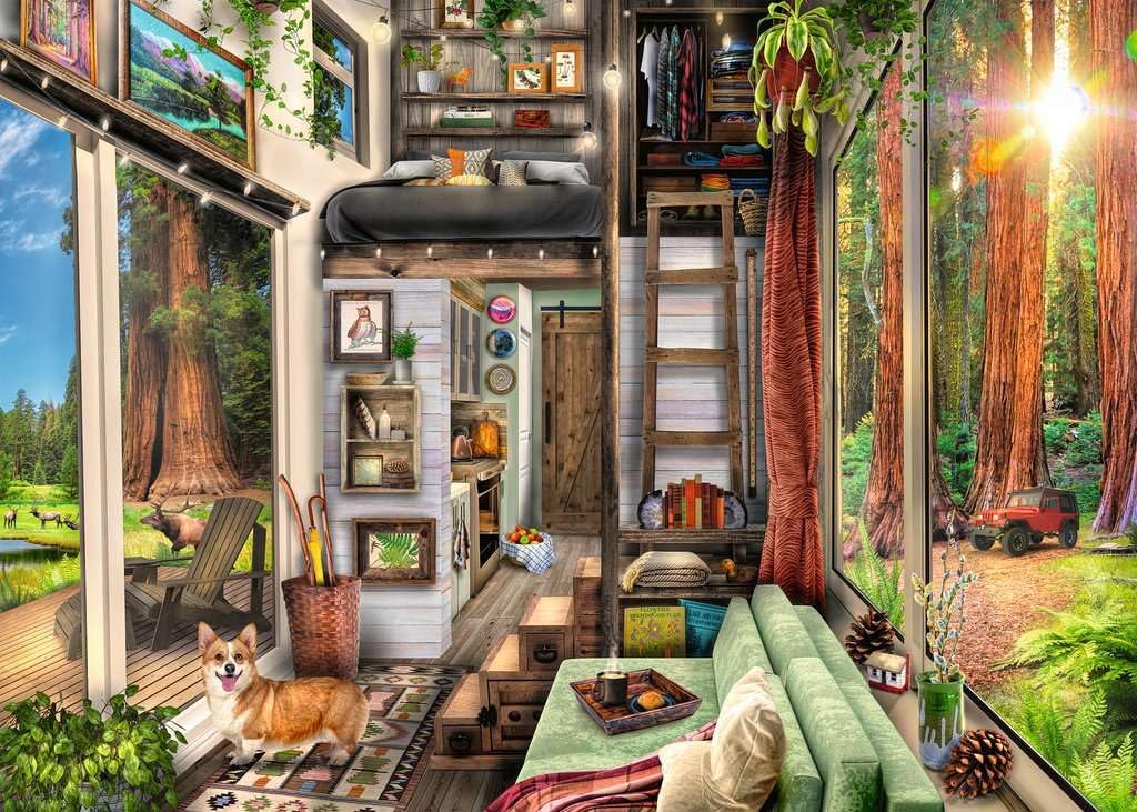 RAVENSBURGER 1000PC - REDWOOD FOREST TINY HOUSE