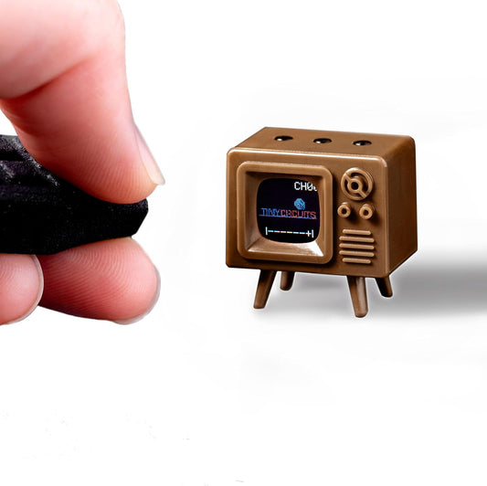 TinyTV® Mini - Ultra Minature, Classic TV Color or Clear Plastic, USB-C Streaming, Preloaded Videos (Brown)