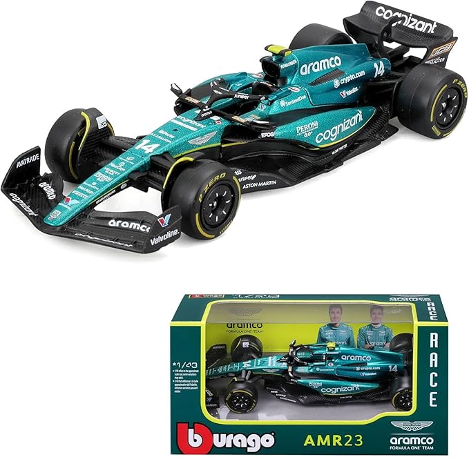 Bburago 1/43 Scale Formula 1 Aston Martin Aramco F1 Team AMR23 2023