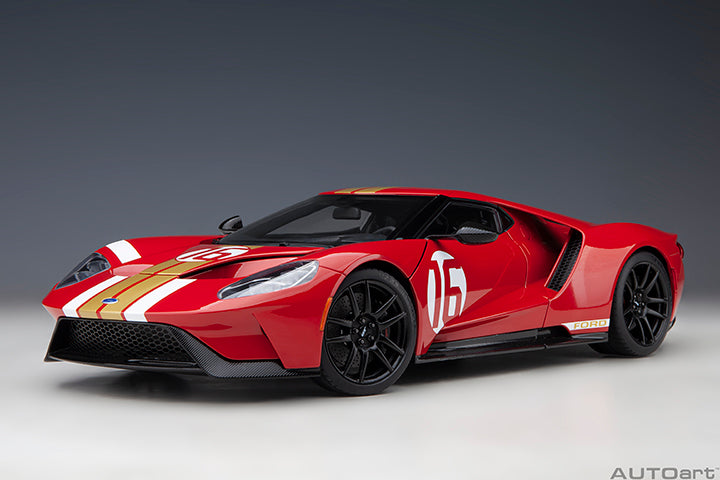 Autoart 1/18 Ford GT Heritage Edition 2022 Alan Mann - (Red with Gold stripes)