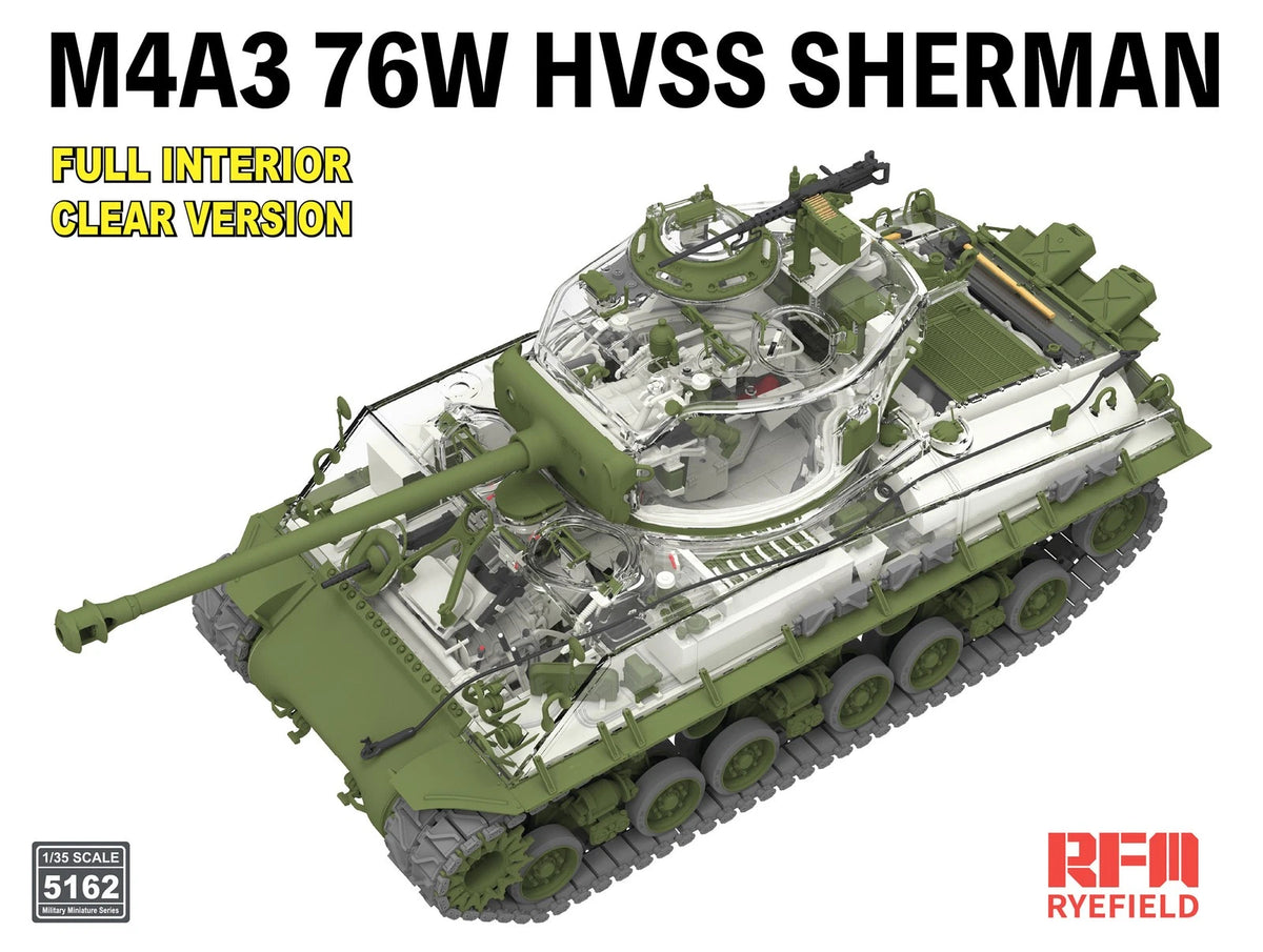 Ryefield 1/35 M4A3 76W HVSS Sherman - Full Interior Clear Version