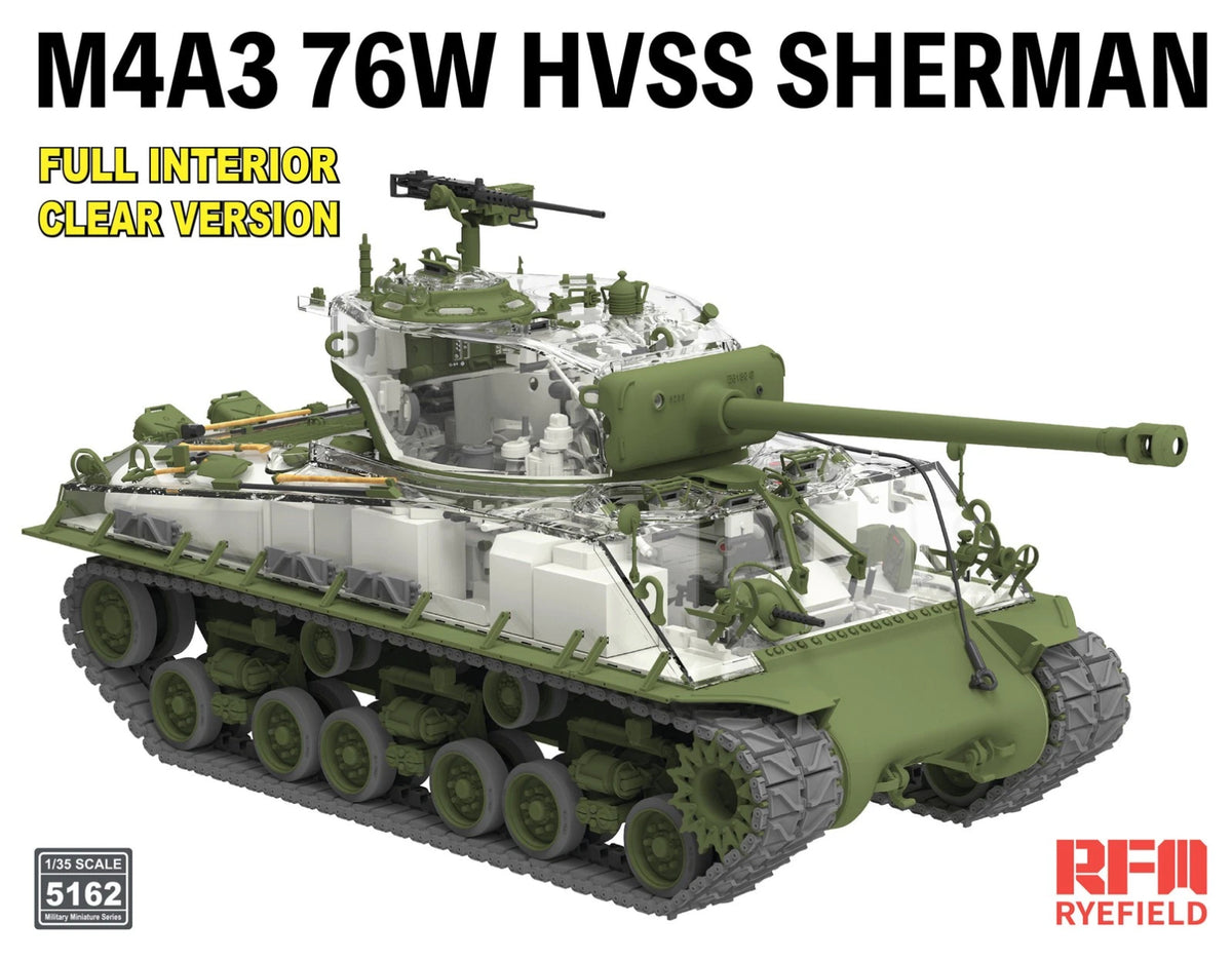 Ryefield 1/35 M4A3 76W HVSS Sherman - Full Interior Clear Version