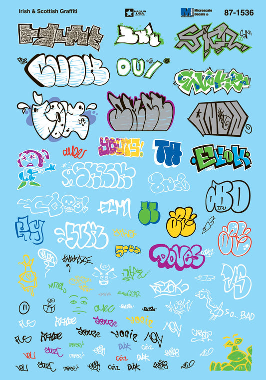Microscale Industries HO Irish and Scottish Graffiti Decals