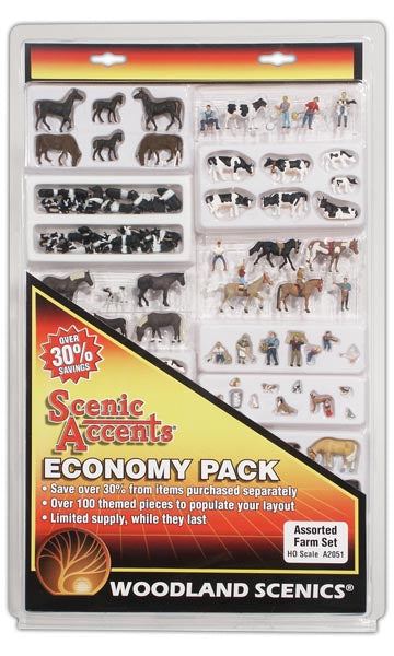WOODLAND SCENICSS Economy Pack - Assorted Farm Set HO Scale