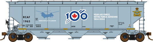North American Railcar -N Scale - 3 Bay Hopper - Royal Canadian Air Force (RCAF)(Gray/White Lettering/ Blue/Red 100th Anniversary Logo)(Special Features) - single car - RCAF 1963 Boeing Vertol CH-113 Labrador