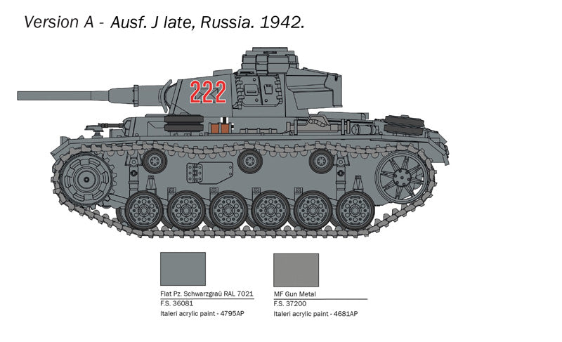 Italeri 1/56 Pz. Kpfw. III Ausf. J/L/M/N