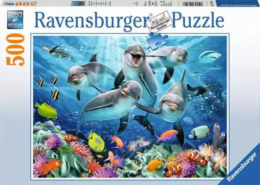 RAVENSBURGER 500PC - DOLPHINS IN THE CORAL REEF