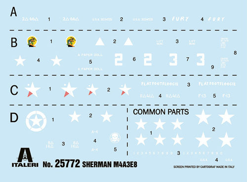 Italeri 1/56 M4A3E8 Sherman Fury