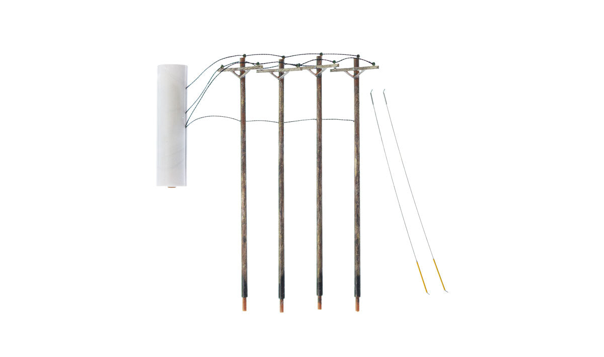 WOODLAND SCENICS Pre-Wired Poles - Single Crossbar - HO Scale