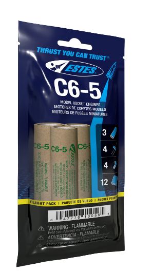 Estes Rockets C6-5 Flight Pack (3) with wadding - Bagged