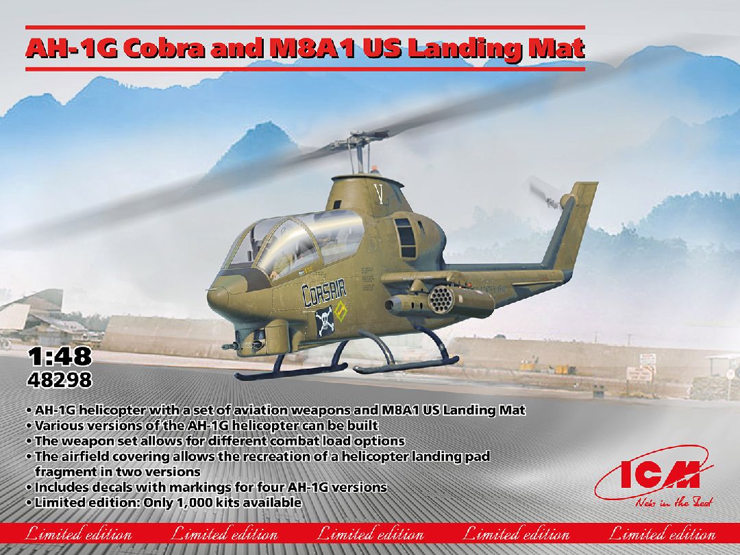 ICM 48298 1/48 AH-1G Cobra and M8A1 US Landing Mat