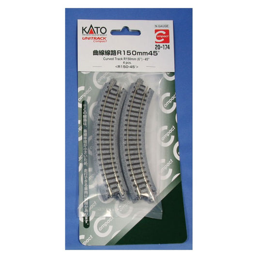 Kato 20-174 N Compact R150mm (6') Radius 45 Curve Track