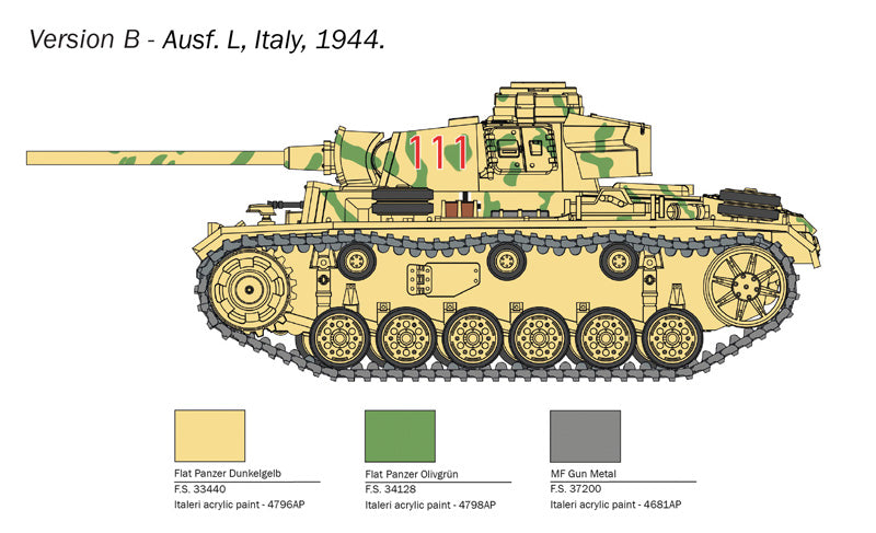 Italeri 1/56 Pz. Kpfw. III Ausf. J/L/M/N
